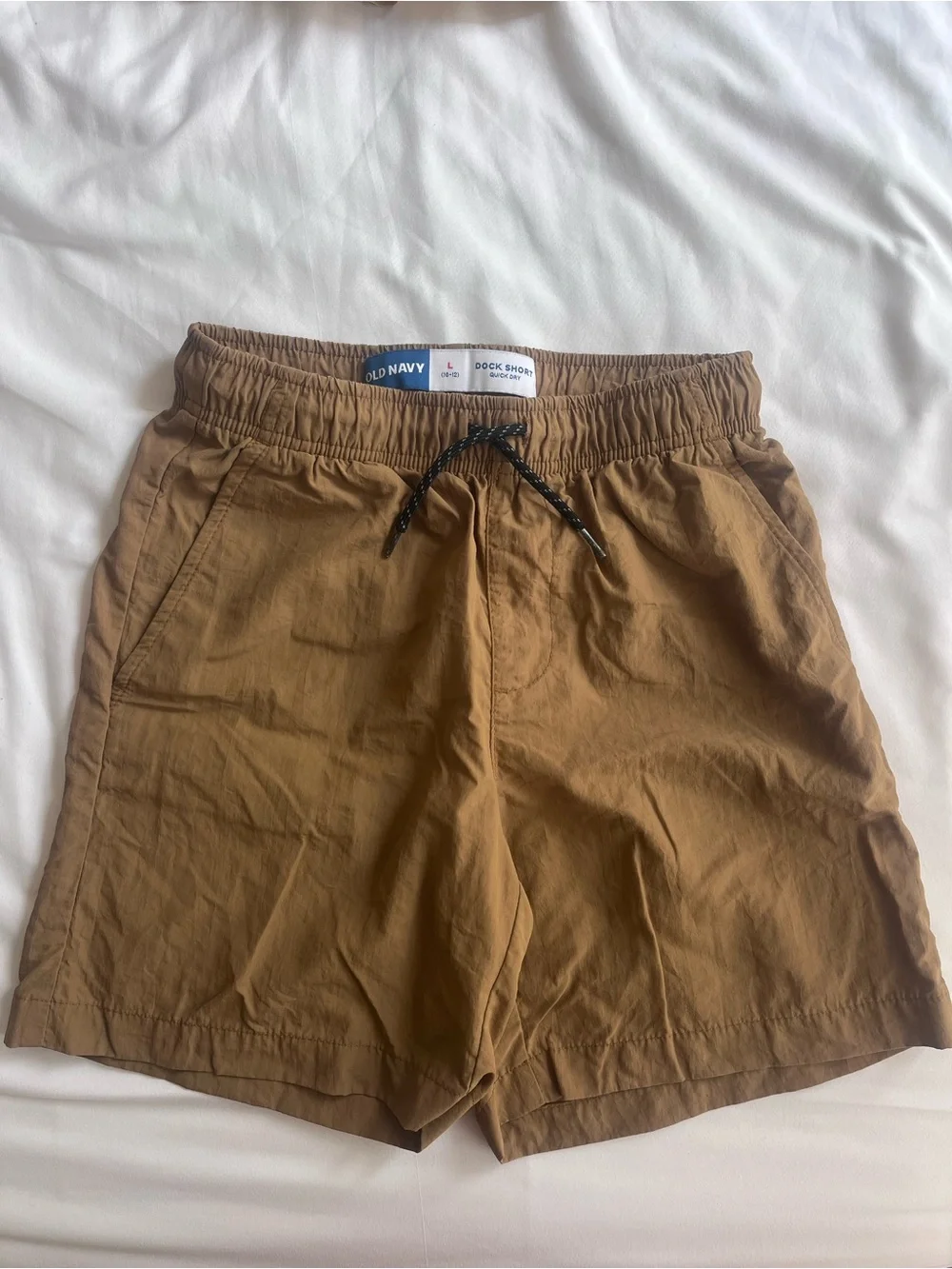 Old Navy boys Yellow cotton and Brown nylon Drawstring Athletic Shorts - 2 Pack